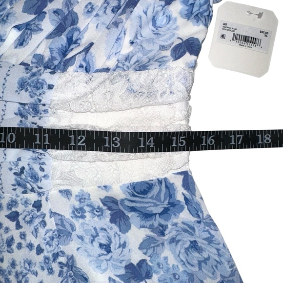 NWT Altar’d State Aderny Patchwork Blue Floral Mini Dress XL - Picture 9 of 10